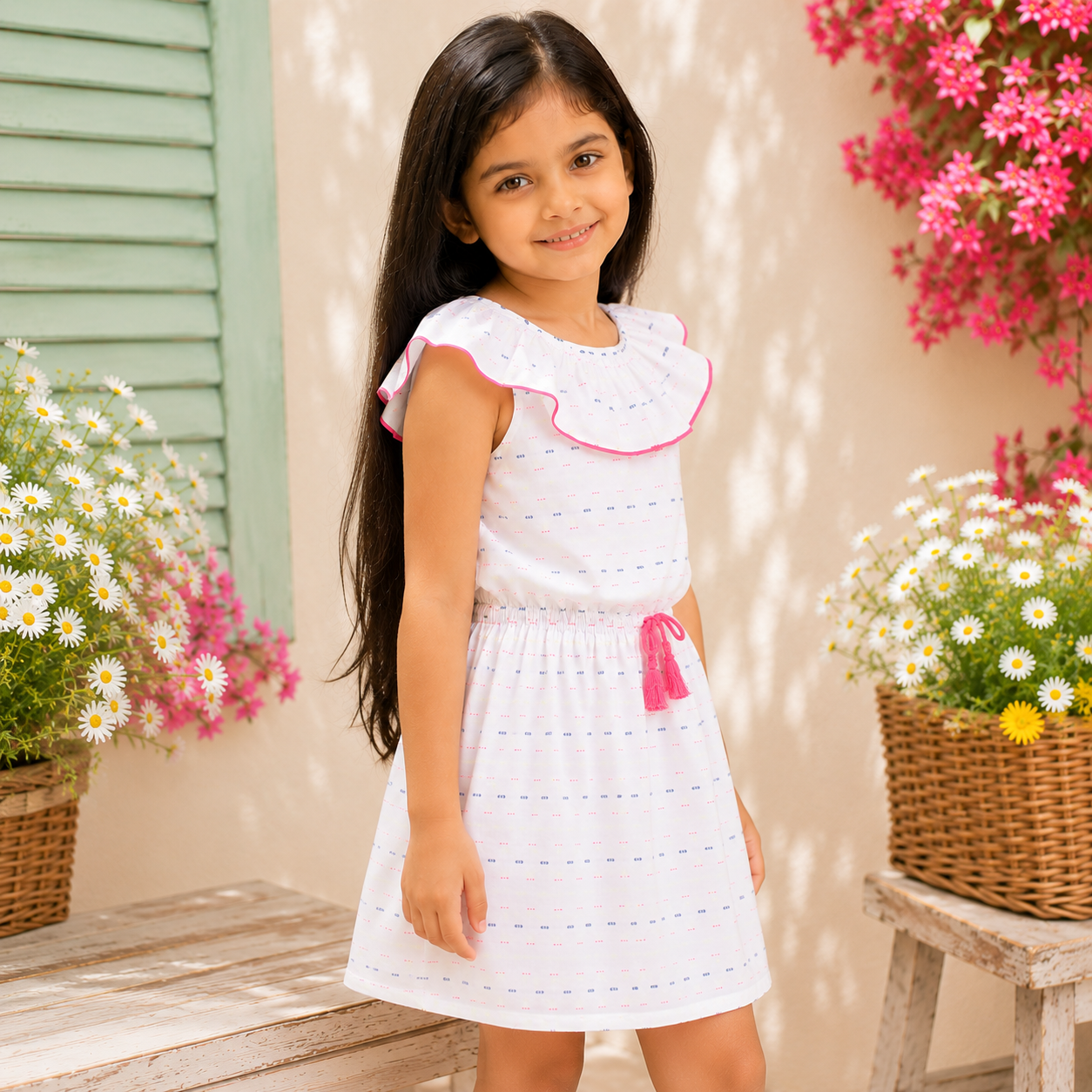 Girls Printed Fit & Flare Dress