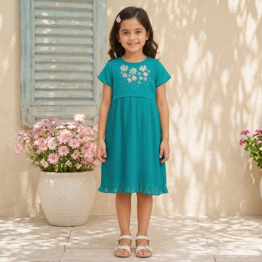 Girls Floral Embroidered Dress