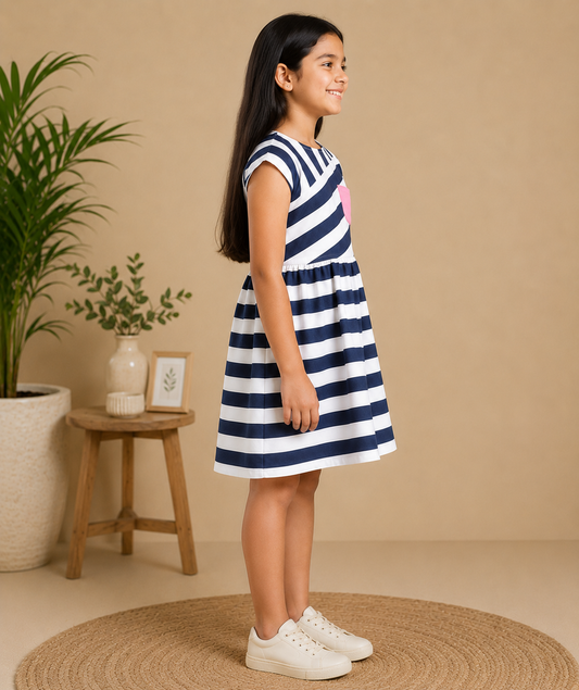 Girls Striped Fit & Flare Dress
