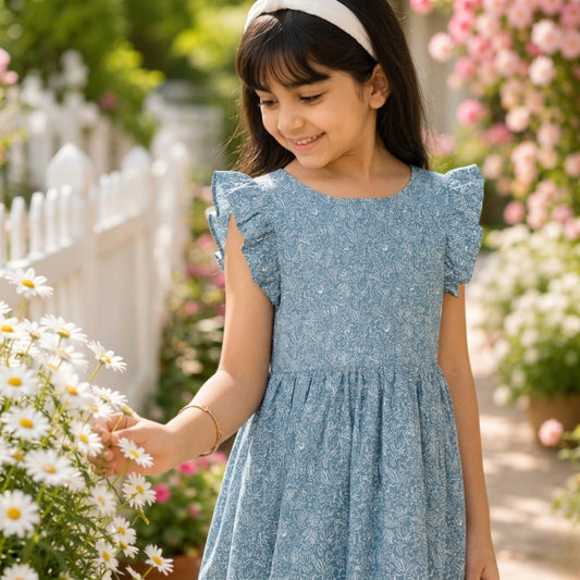 Girls Floral Flare Dress