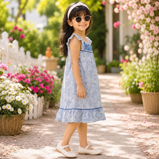 Girls Embroidered Fit & Flare Dress