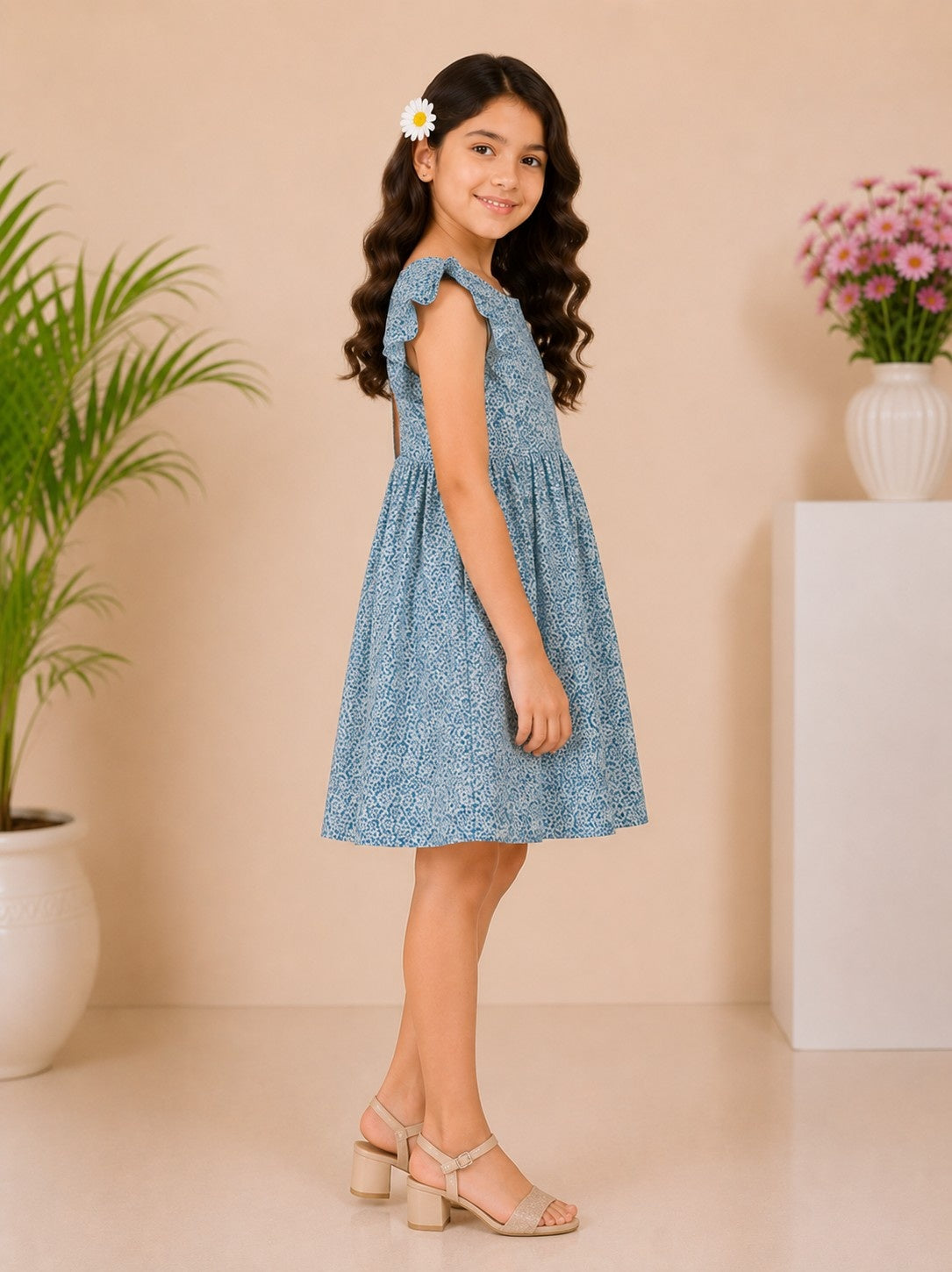 Girls Floral Flare Dress