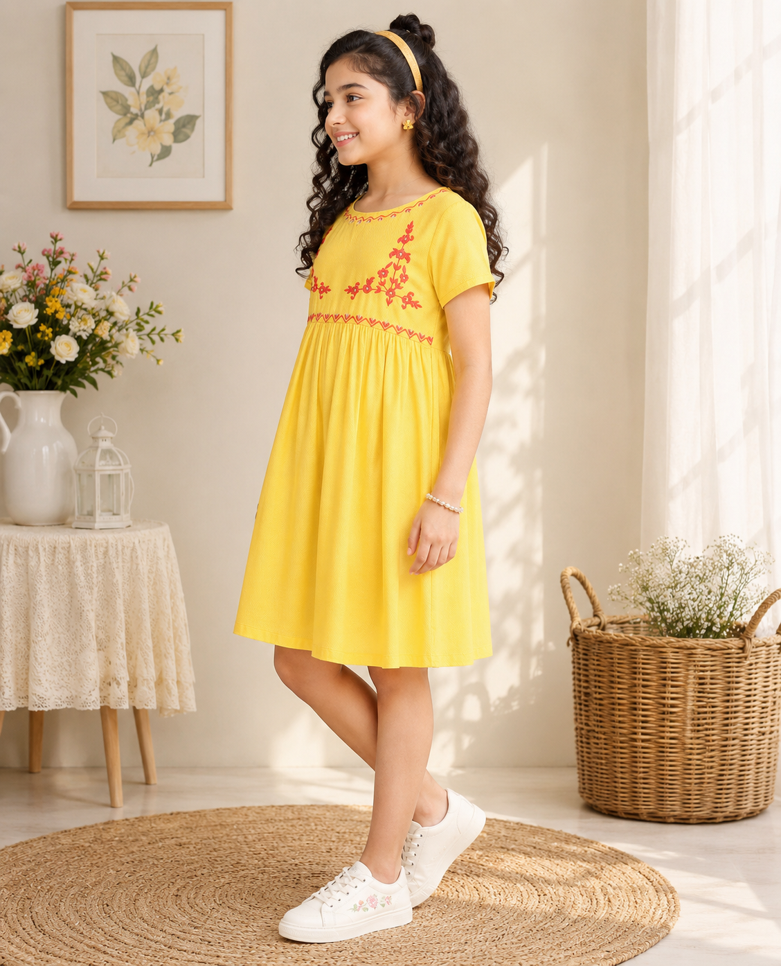 Girls Floral Fit & Flare Dress