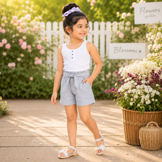 Girls Grey Casual Shorts