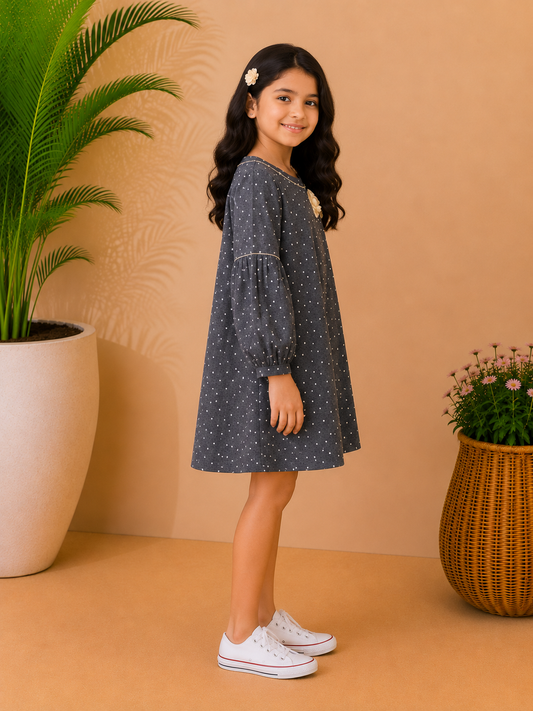 Girls Polka Dot A-Line Dress