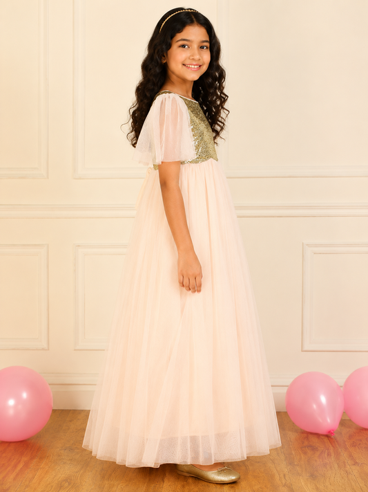 Girls Light Pink Sequin Dress