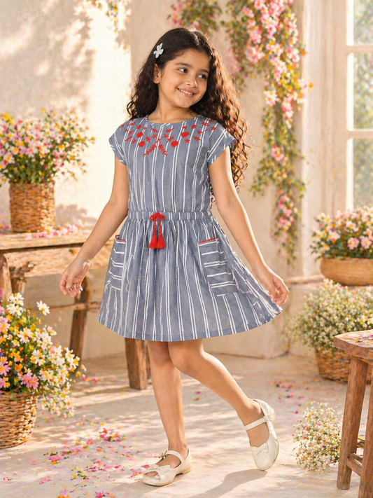 Girls Stripe Pocket Dress