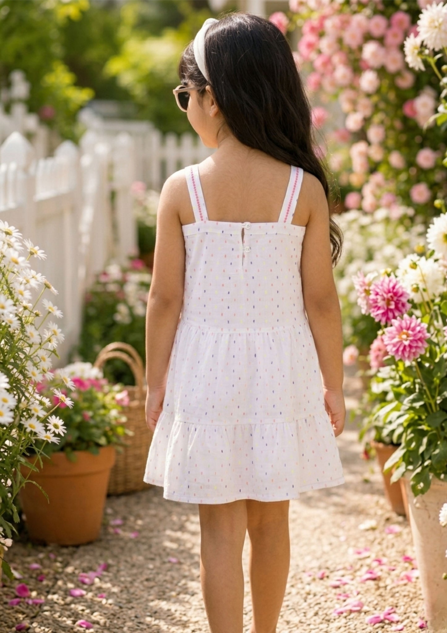 Girls Printed Embroidered Dress