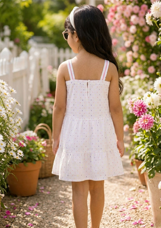 Girls Printed Embroidered Dress