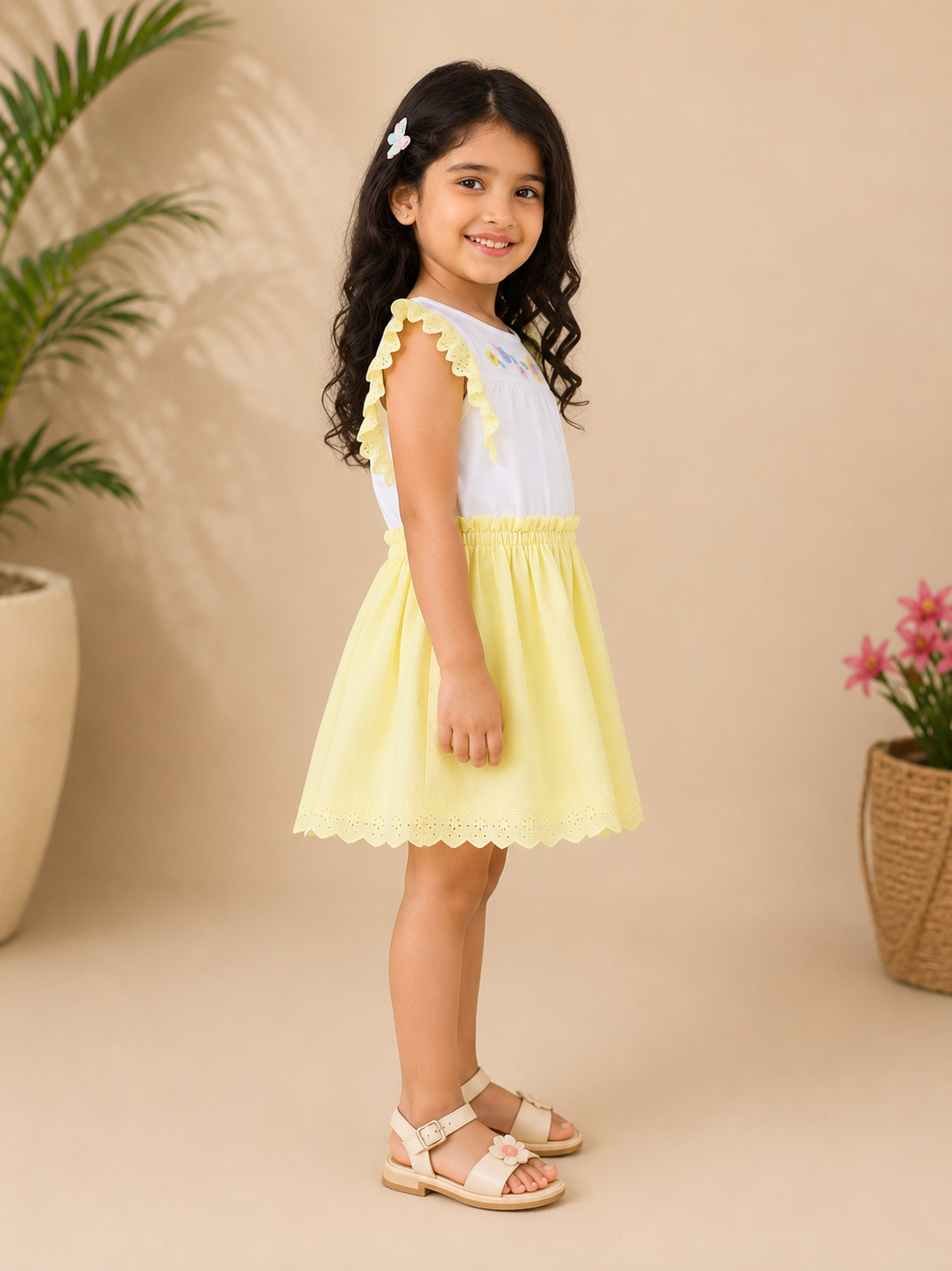 Girls Floral Embroidered Fit & Flare Dress