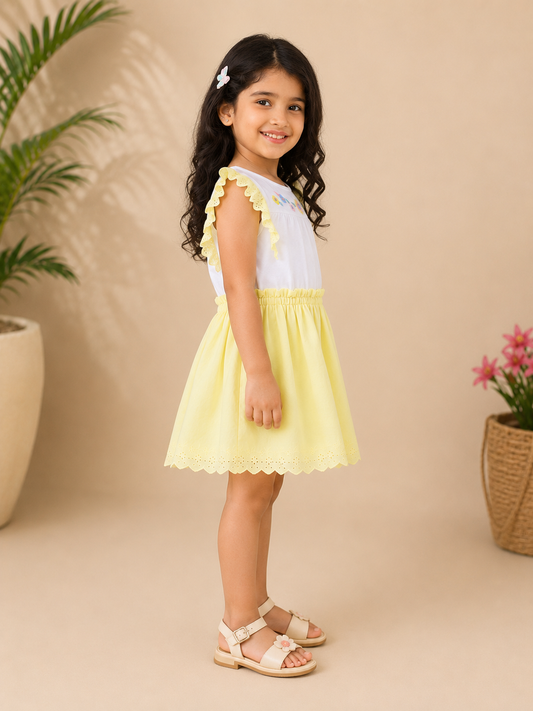 Girls Floral Embroidered Fit & Flare Dress