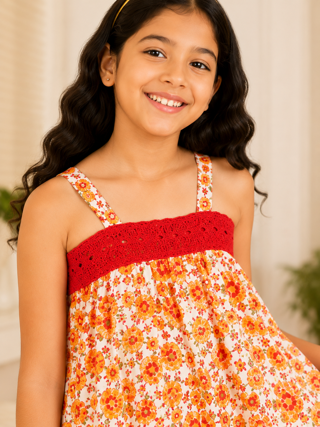 Girls Floral Printed Fit & Flare Dress