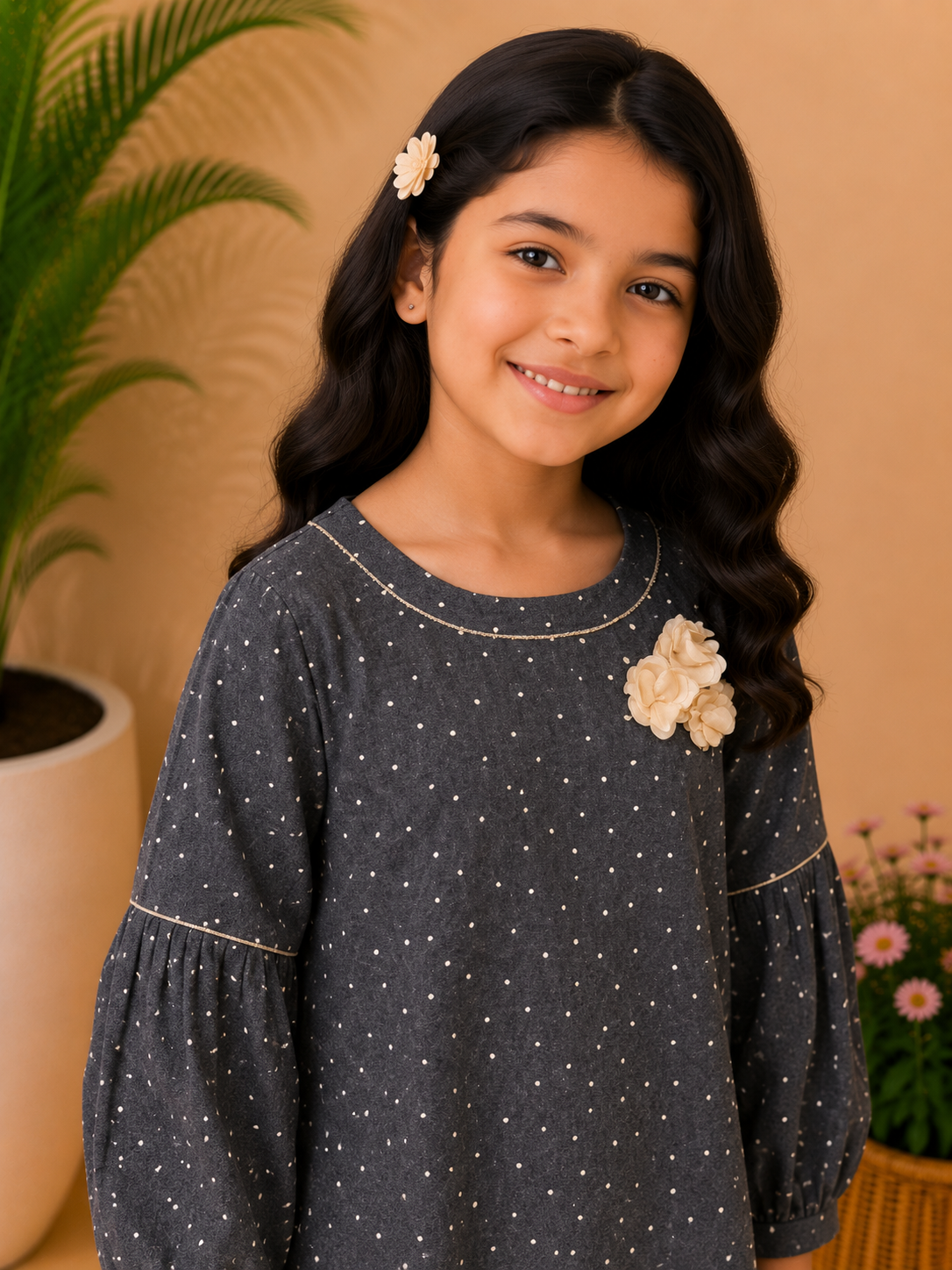 Girls Polka Dot A-Line Dress