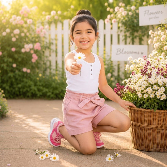 Girls Pink Casual Shorts