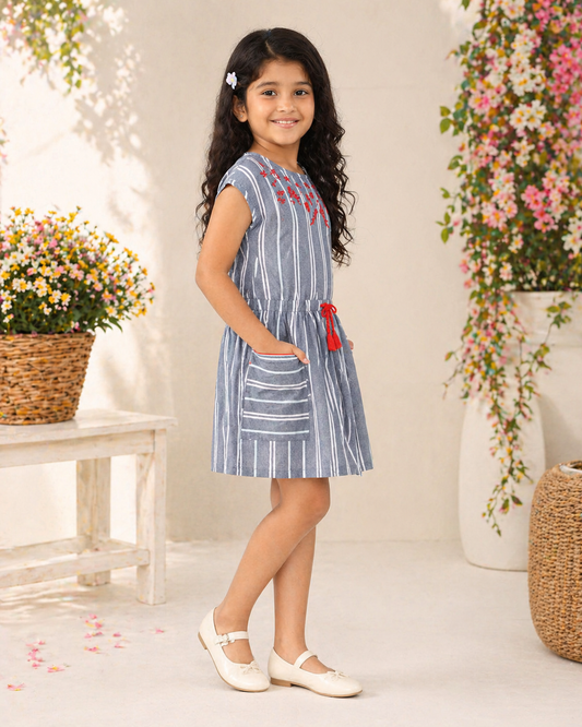 Girls Stripe Pocket Dress