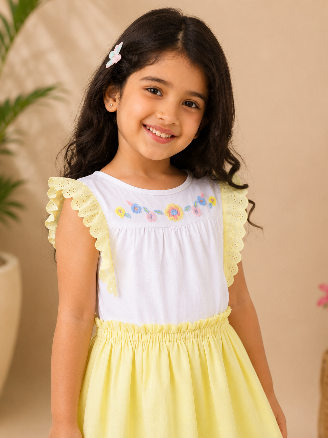 Girls Floral Embroidered Fit & Flare Dress