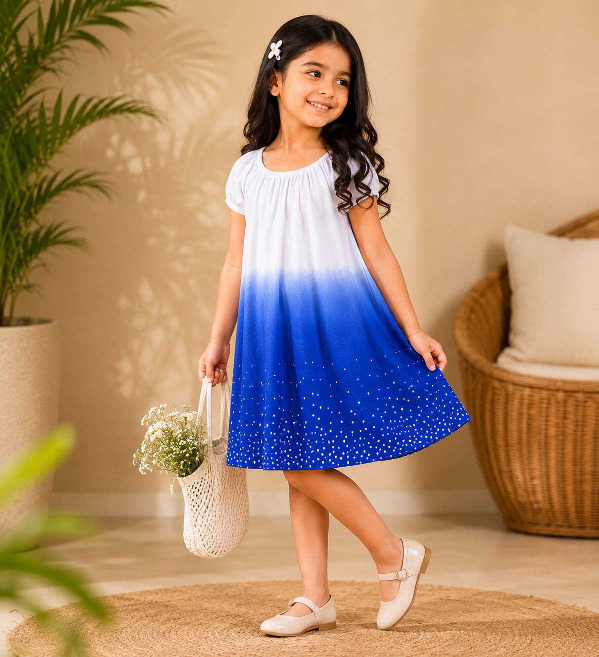 Girls Blue Ombre A-Line Dress