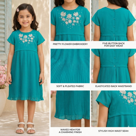 Girls Floral Embroidered Dress