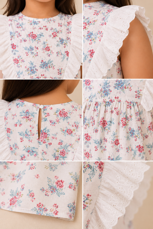 Girls Floral Printed Casual Top