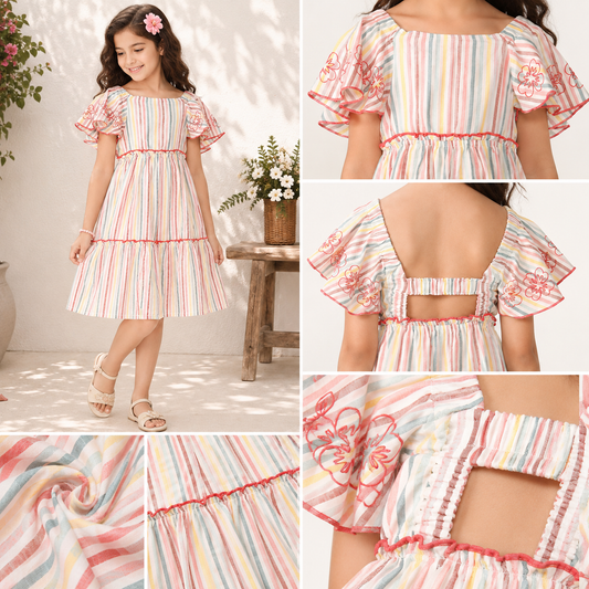 Girls Stripe Tier Dress