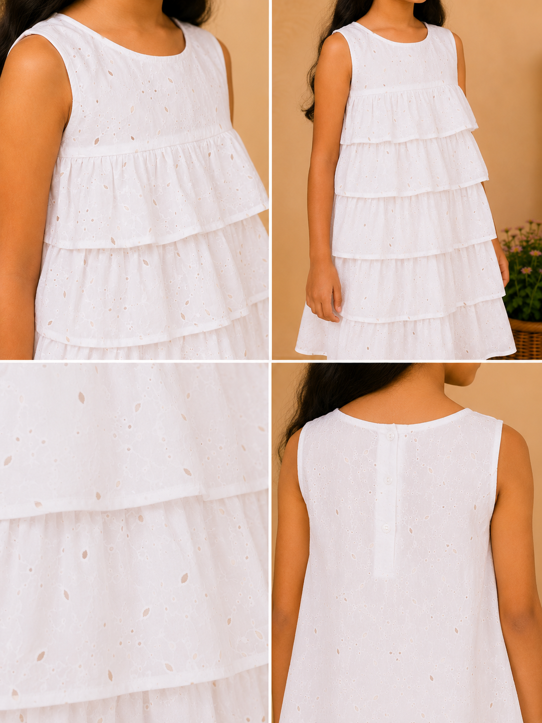 Girls Layered Ruffle Embellished Dress