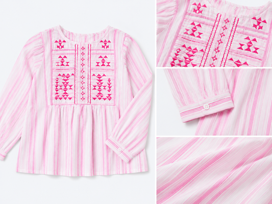 Girls Embroidered Pink Top