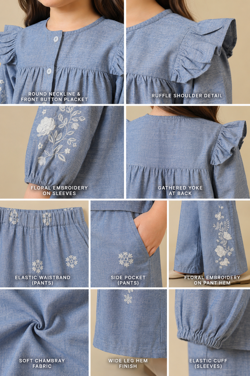 Girls Ruffle Sleeve Co-Ord Set