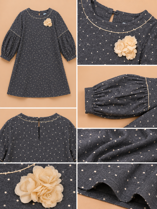 Girls Polka Dot A-Line Dress