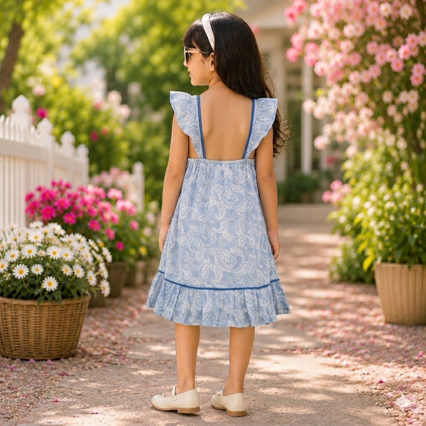 Girls Embroidered Fit & Flare Dress