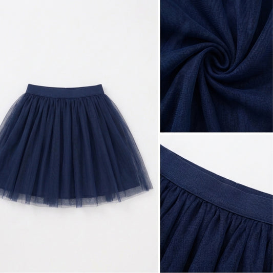 Girls Layered Net Flared Skirt