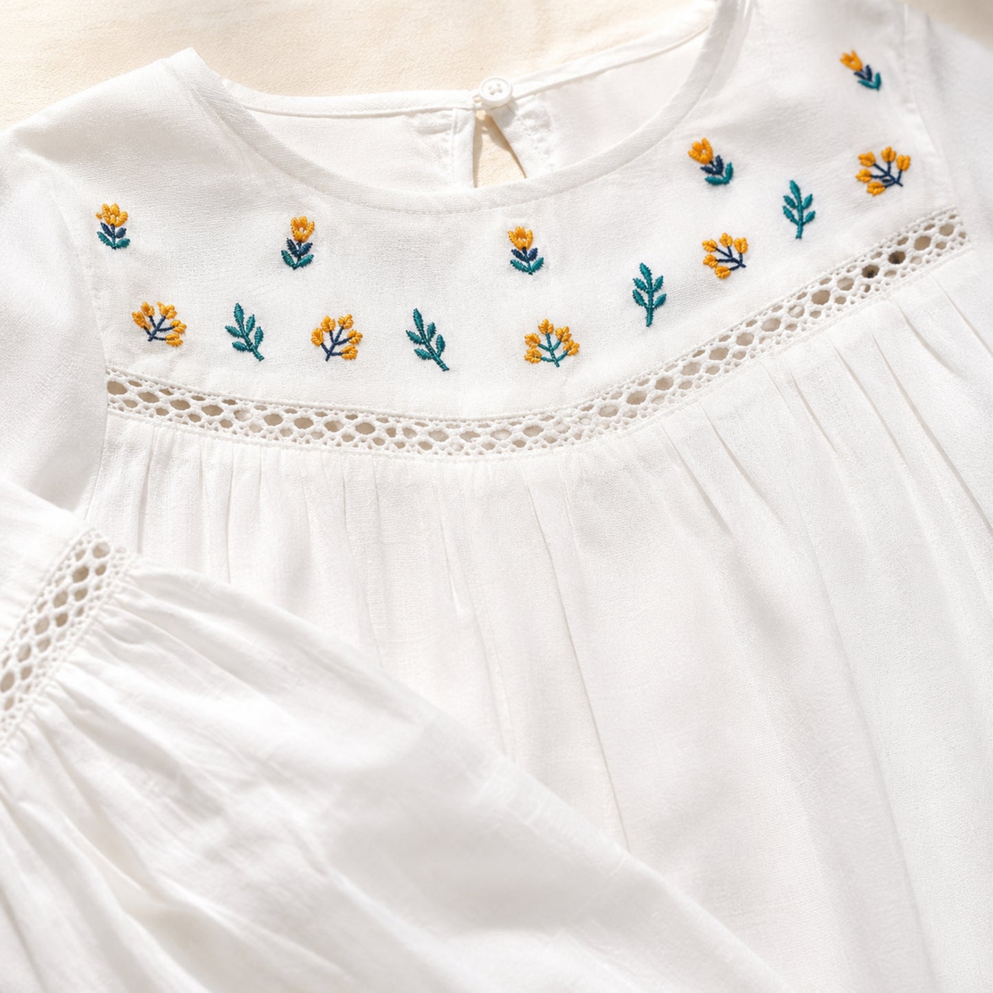 Girls Floral Embroidered Casual Top
