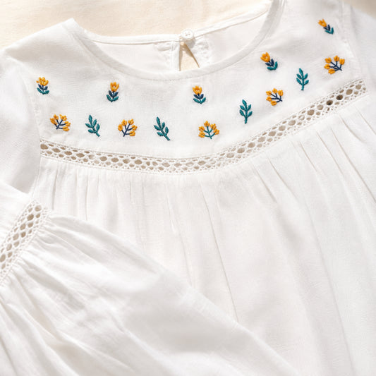 Girls Floral Embroidered Casual Top