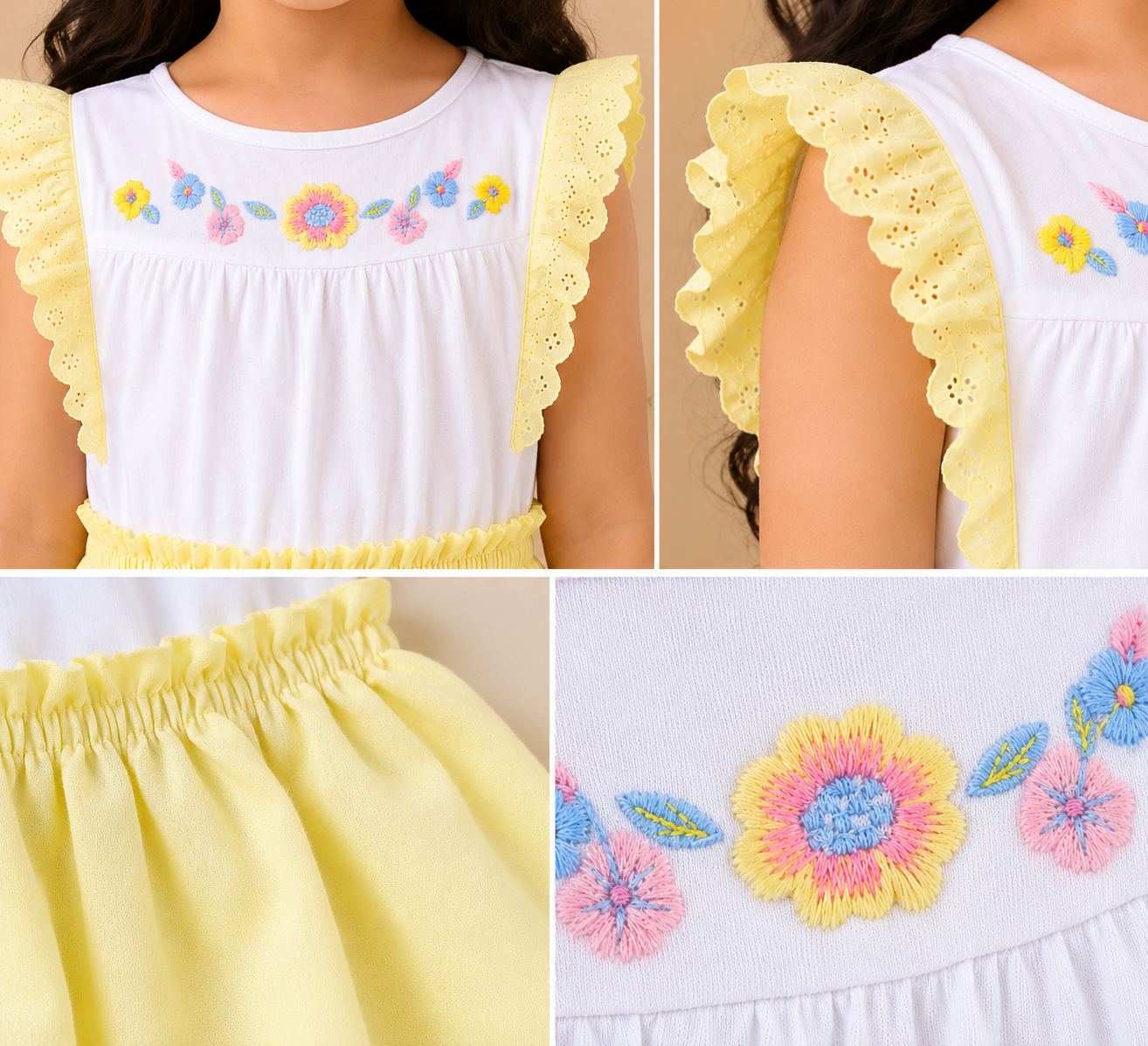 Girls Floral Embroidered Fit & Flare Dress