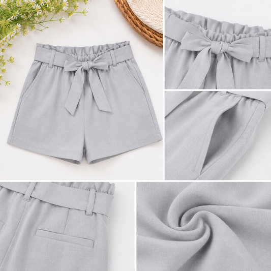 Girls Grey Casual Shorts