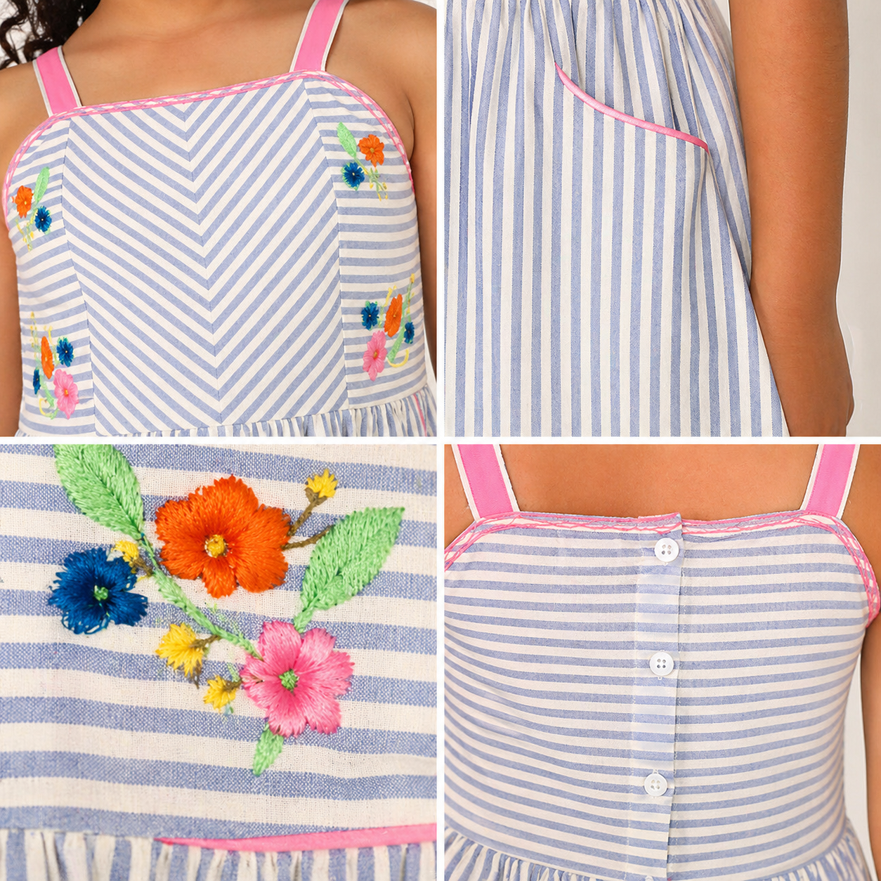 Girls Stripe Floral Dress