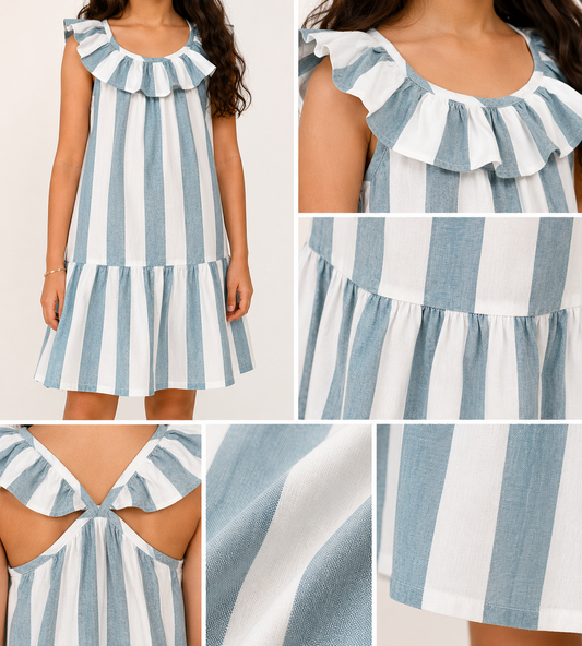 Girls Ruffle Stripe Dress