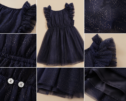 Girls Glitter Net Fit & Flare Dress
