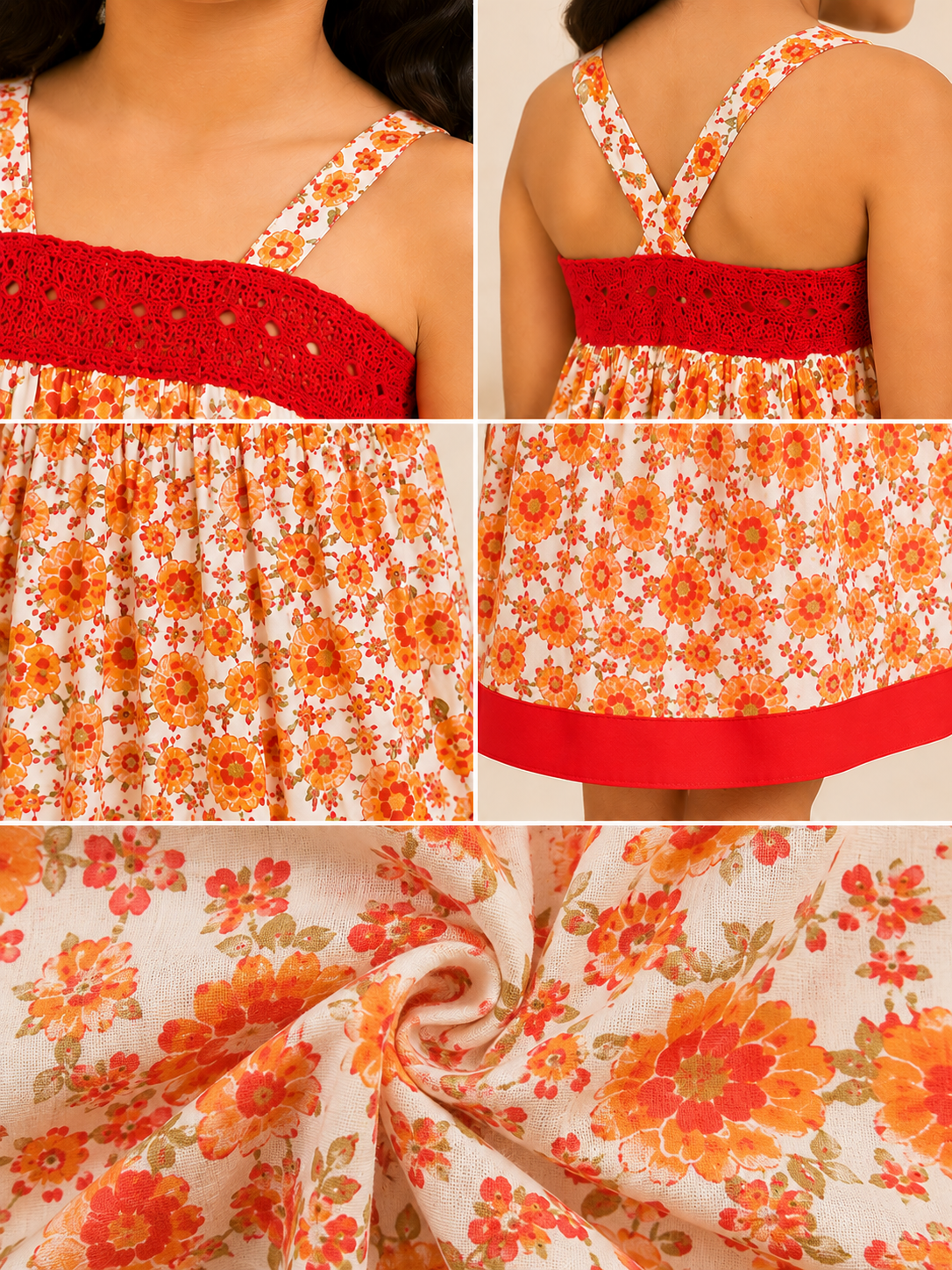 Girls Floral Printed Fit & Flare Dress