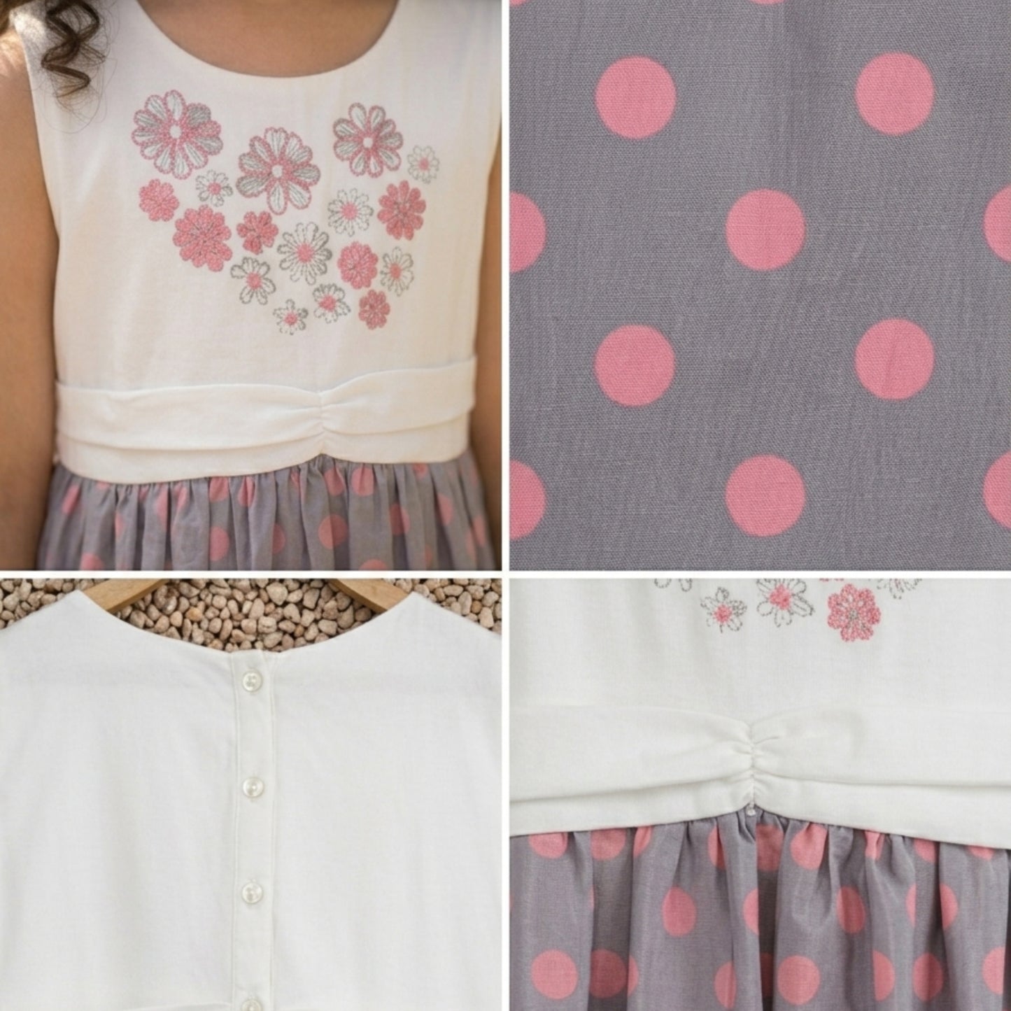 Girls Floral Embroidered Flared Dress