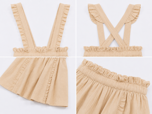 Girls Suspender Style Flared Mini Skirt