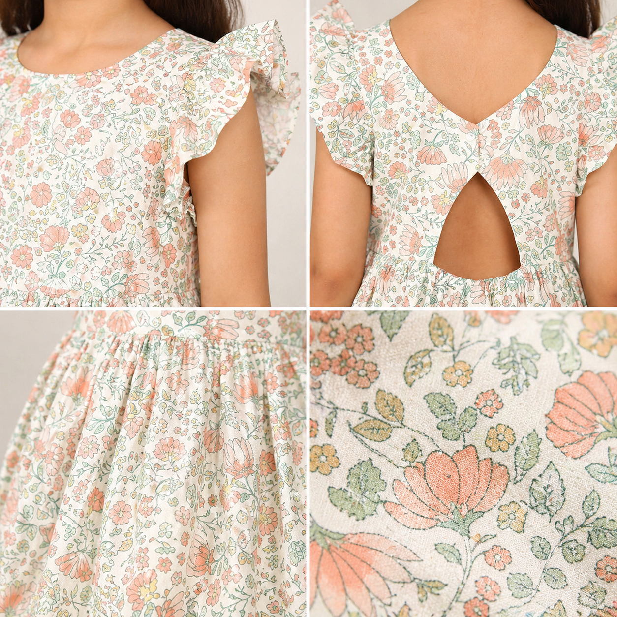 Girls Floral Printed Fit & Flare Dress