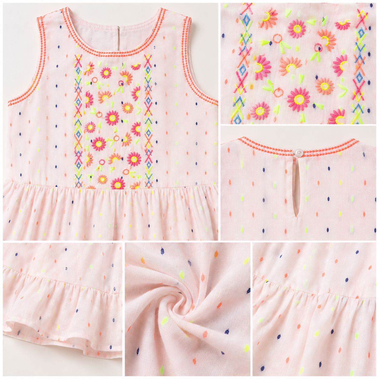Girls Embroidered Tier Dress