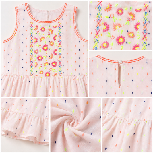 Girls Embroidered Tier Dress