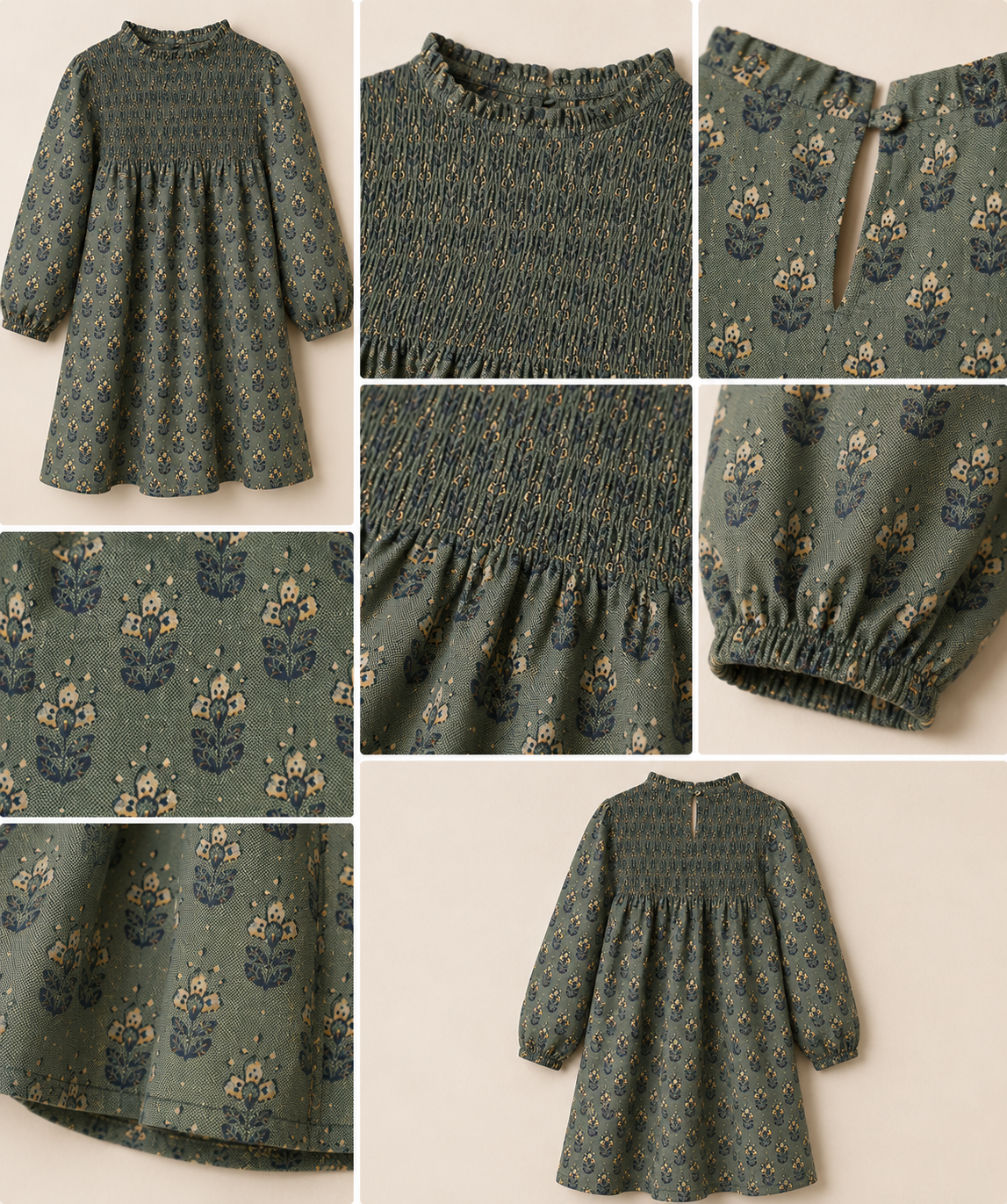 Girls Floral Peter Pan Collar Dress