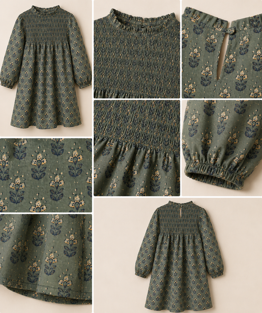 Girls Floral Peter Pan Collar Dress