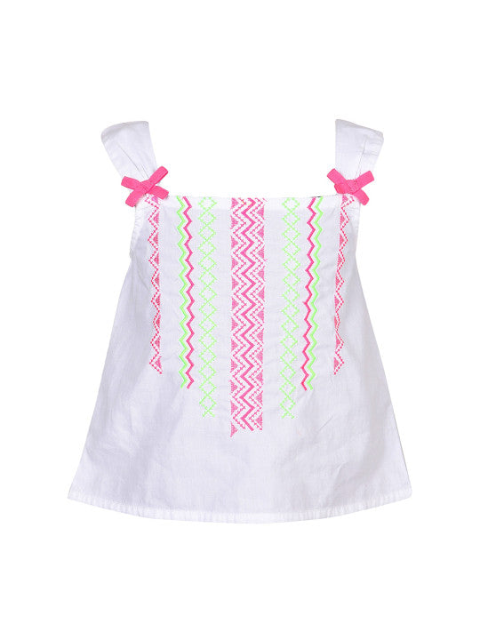 Girls Embroidered Top & Pink Shorts Co-Ord Set