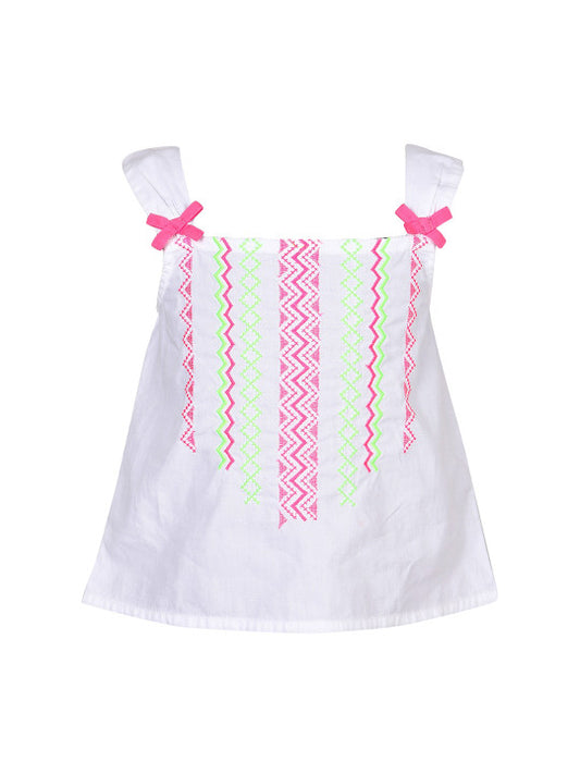 Girls Embroidered Top & Pink Shorts Co-Ord Set