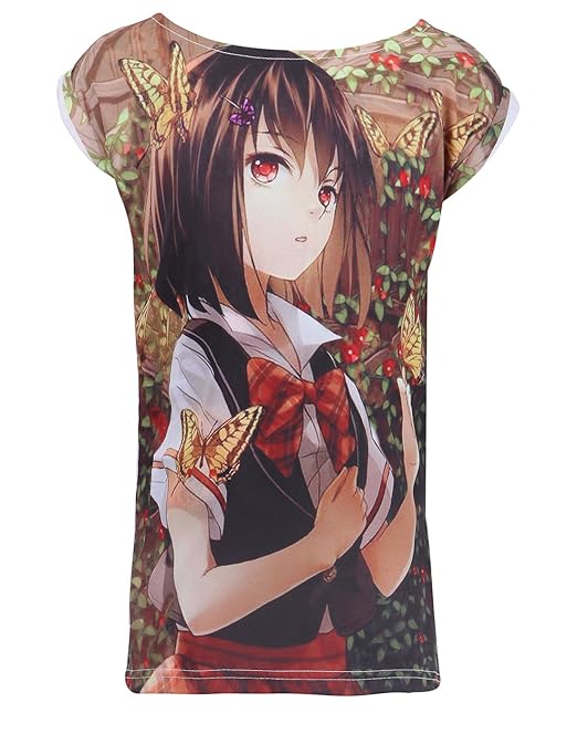 Girls Anime Graphic Print Casual Top