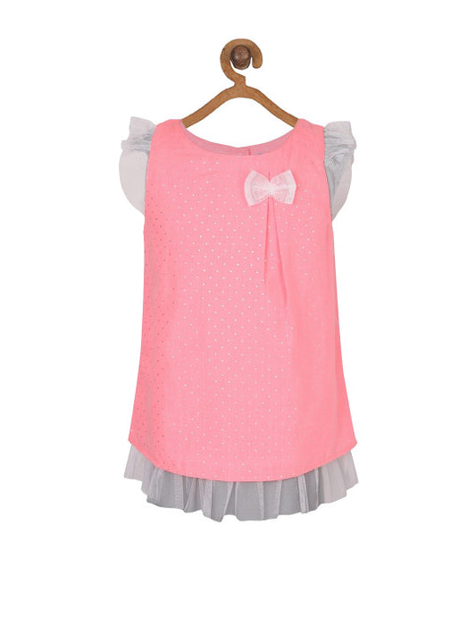 Girls Pink Embellished Top & Skirt Co-Ord Set