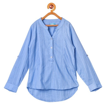 Girls Textured Blue Top